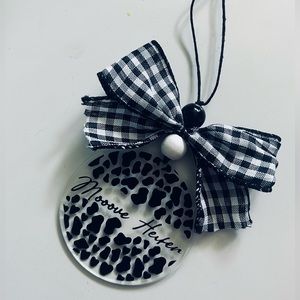 Cow Print Moove Heifer Black & White CAR REARVIEW MIRROR CHARM